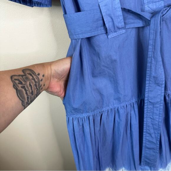 NEW Derek Lam 10 Crosby Buffy Utility Midi Shirt Dress Womens 4 Blue Dip Dye - Picture 7 of 10